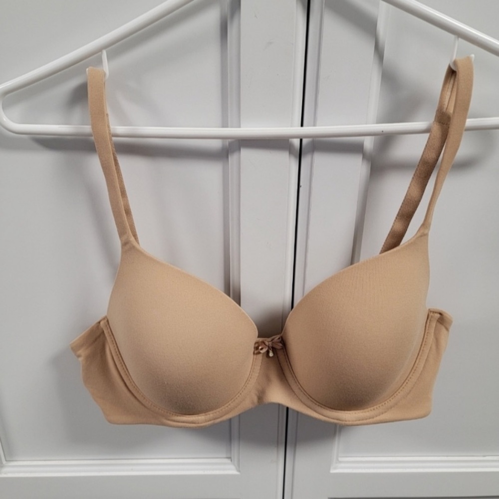 SOMA Embraceable Full Coverage Underwire Bra Womens Size 34C Beige Tiny Bow EUC